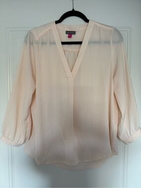 Vince Camuto Blush Pink V-Neck 3/4 Sleeve Blouse